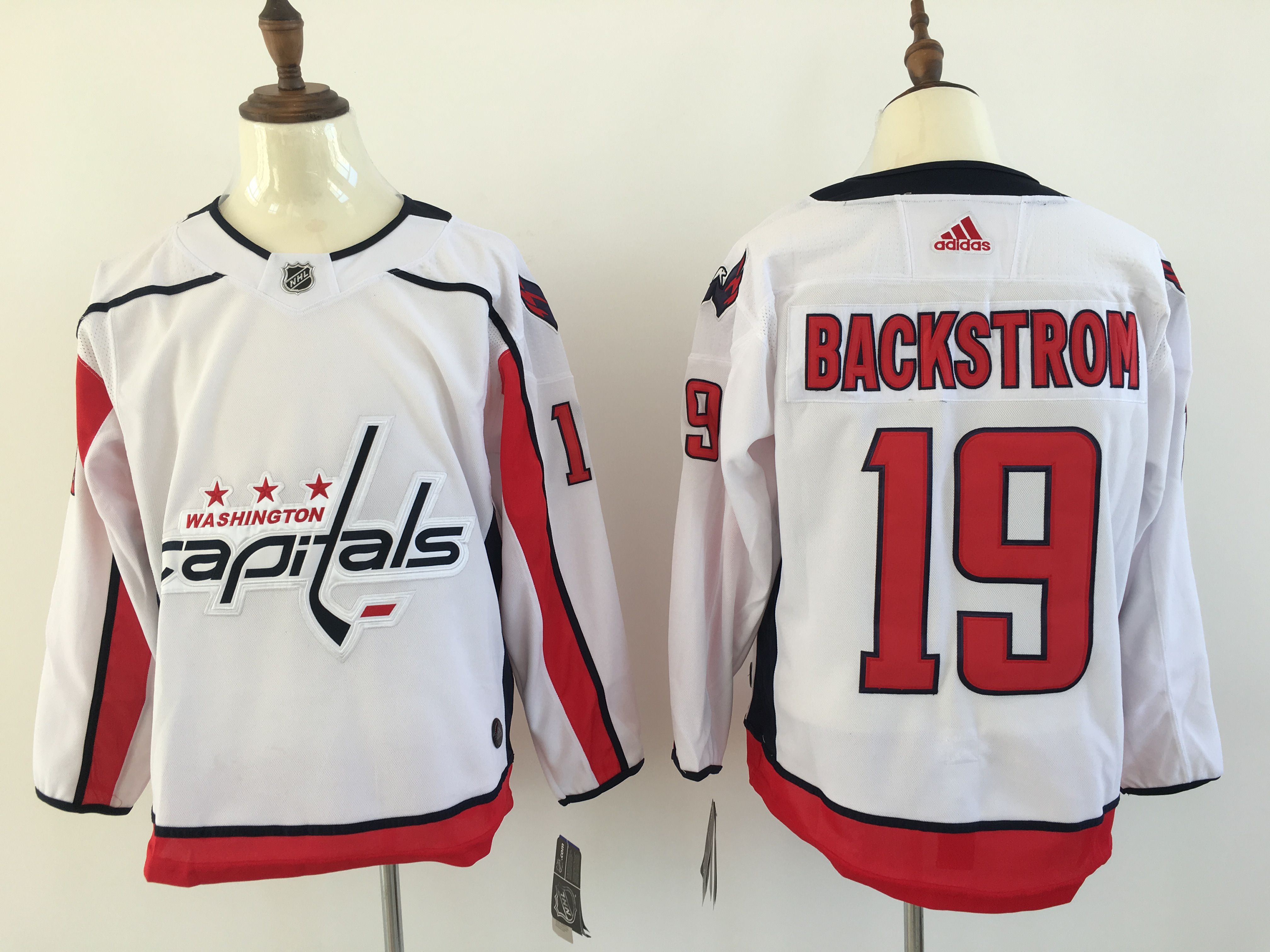 Men Washington Capitals #19 Backstrom White Adidas Hockey Stitched NHL Jerseys